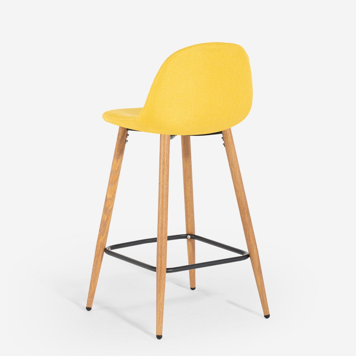 Taburete alto de bar cocina estilo nórdico en tela con respaldo Shona - 3