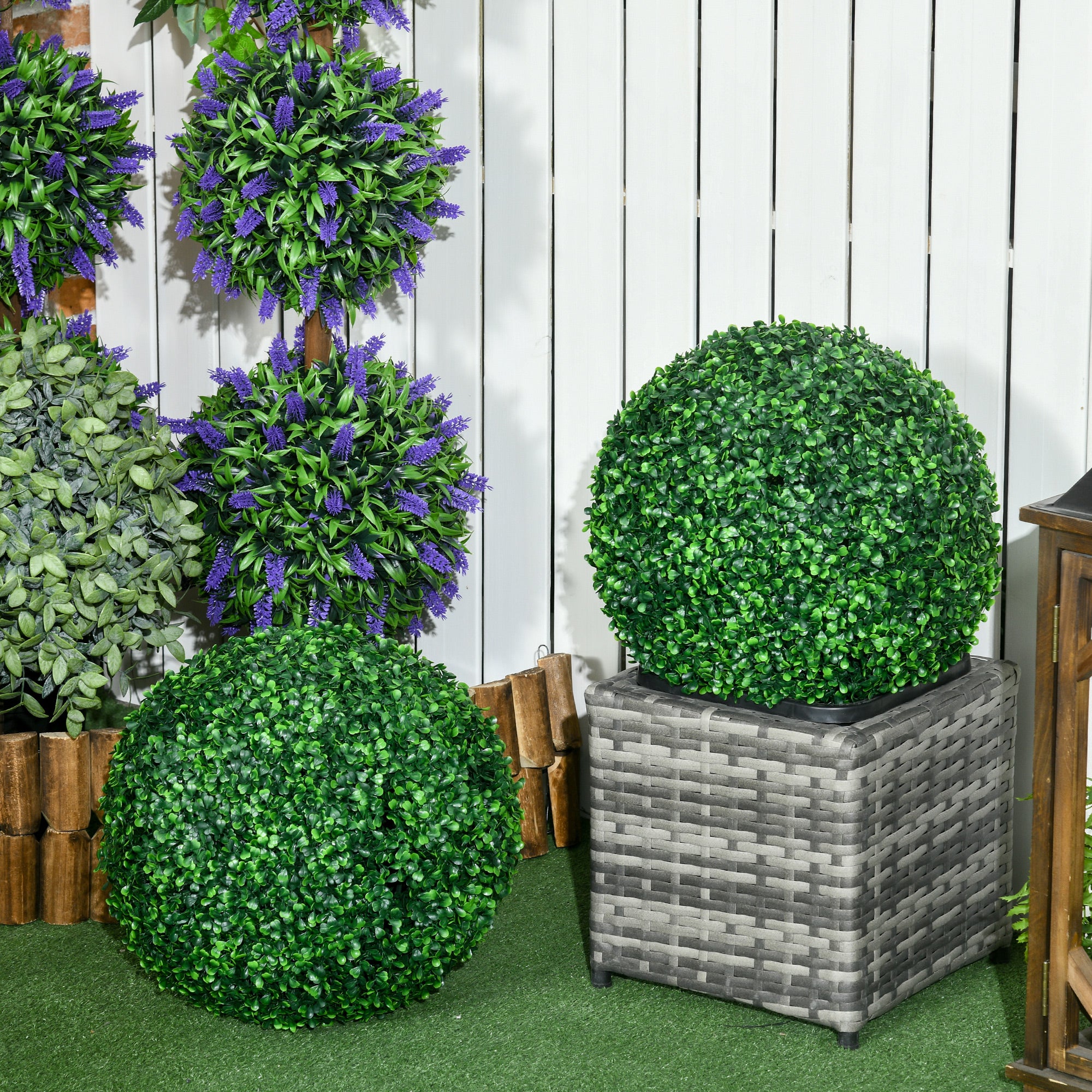 Ensemble de 2 boules en buis, plantes artificielles, plante d’intérieur avec protection UV, plante décorative, pour intérieur, extérieur, verte DaGou - 4