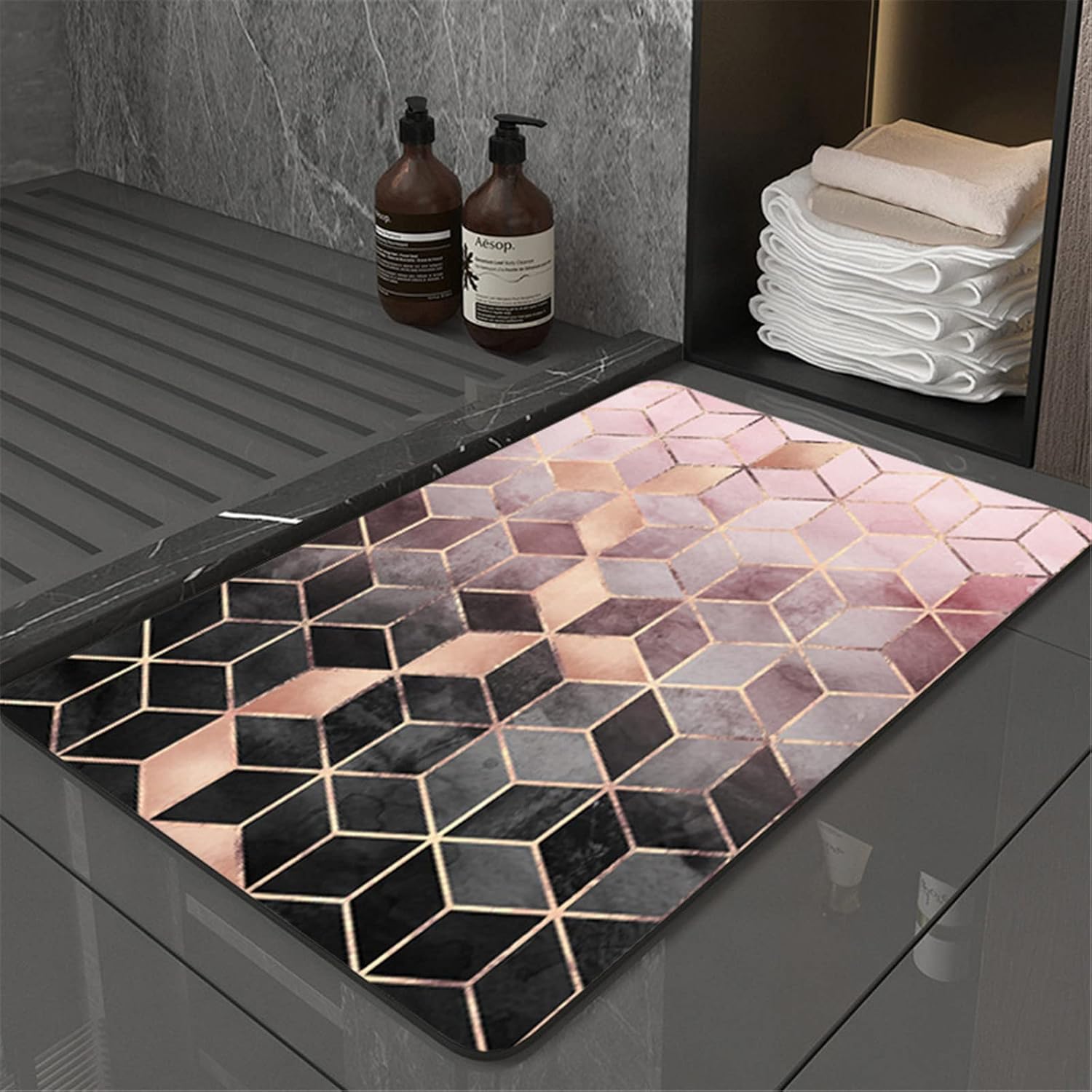 Mata łazienkowa z ziemi okrzemkowej, antypoślizgowa, chłonna, w stylu boho, szybkoschnąca, wodoodporna i jako poduszka do łazienki
