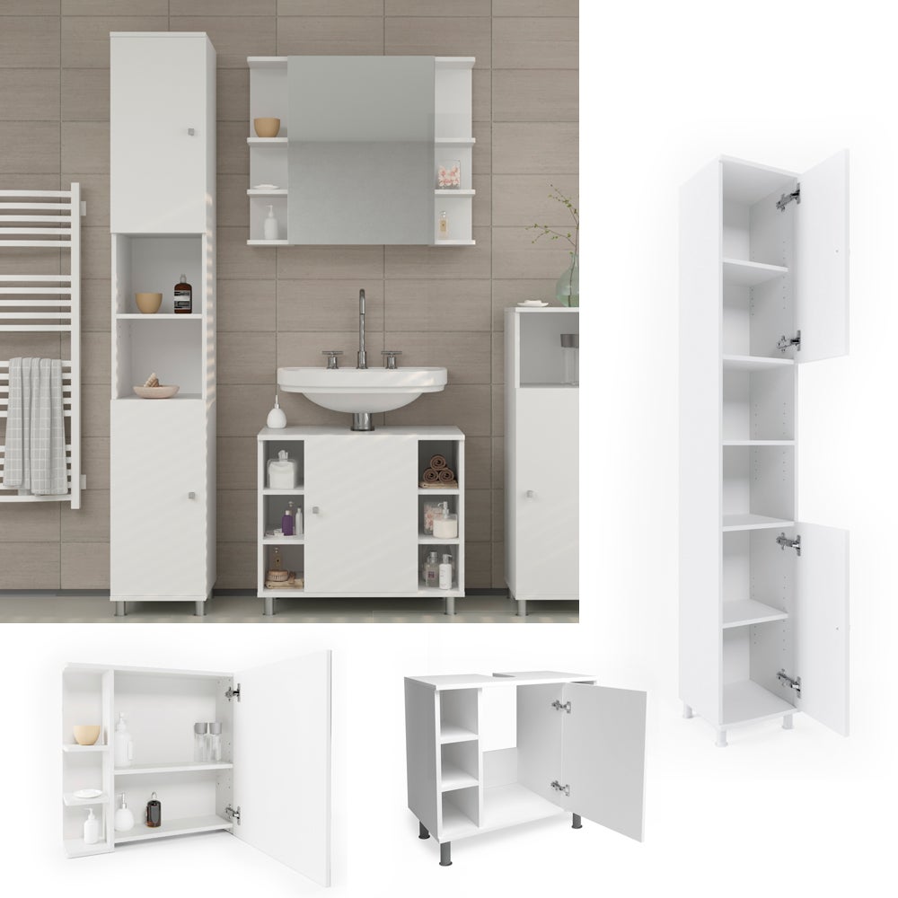 Vicco Armoire haute Viola, blanc/gris, 38x170cm avec 2 portes | Leroy