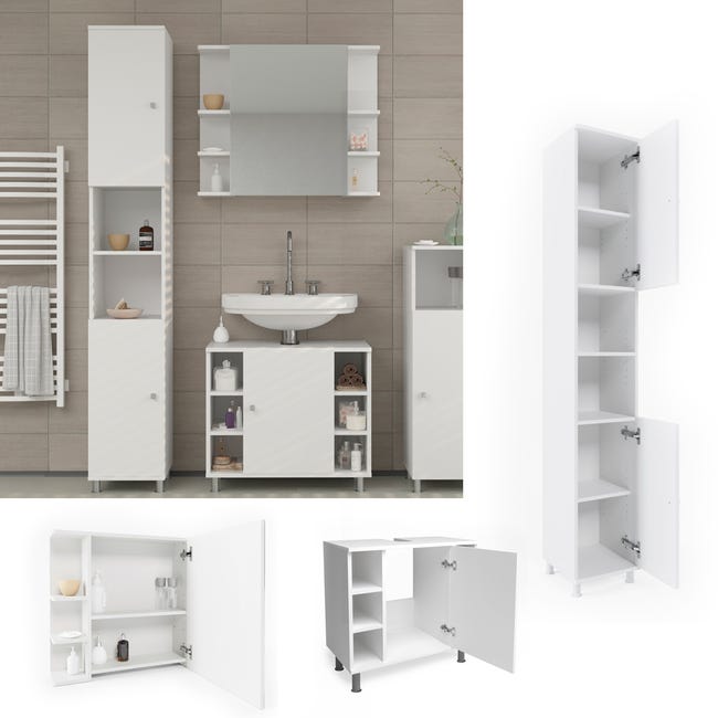Vicco Armoire haute Viola, blanc/gris, 38x170cm avec 2 portes | Leroy Vicco Armoire haute Viola, blanc/gris, 38x170cm avec 2 portes | Leroy