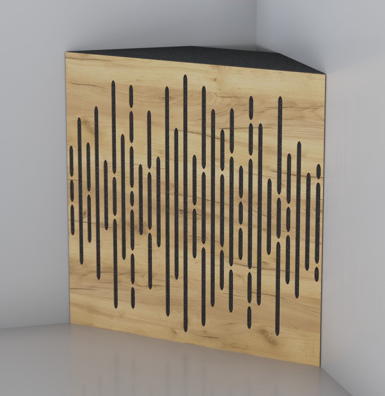 Lot de 2 Pièges à basses WAVE acoustiques insonorisants 50x50x10 cm -MDF perforé laminé et mousse acoustique -Chêne - 3