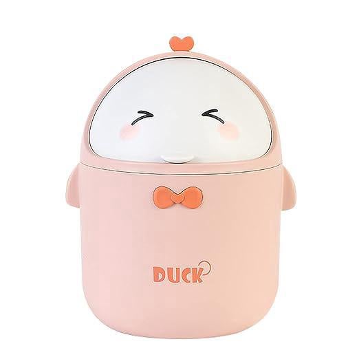 Mini Poubelle De Bureau Avec Couvercle à Rabat – 23,5x14x15,5 Cm – Rose, Plastique Sans BPA – Pour Table, Salle De Bain, Chambre