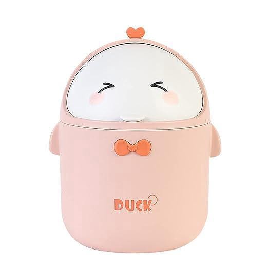 Mini Poubelle De Bureau Avec Couvercle à Rabat – 23,5x14x15,5 Cm – Rose, Plastique Sans BPA – Pour Table, Salle De Bain, Chambre