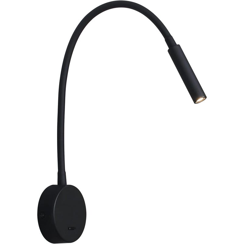 Czarna lampa ścienna do czytania, 3W LED 3000K, elastyczna lampa na gęsiej szyi, 240V, do montażu na ścianie, z przełącznikiem, do sypialni, salonu, w