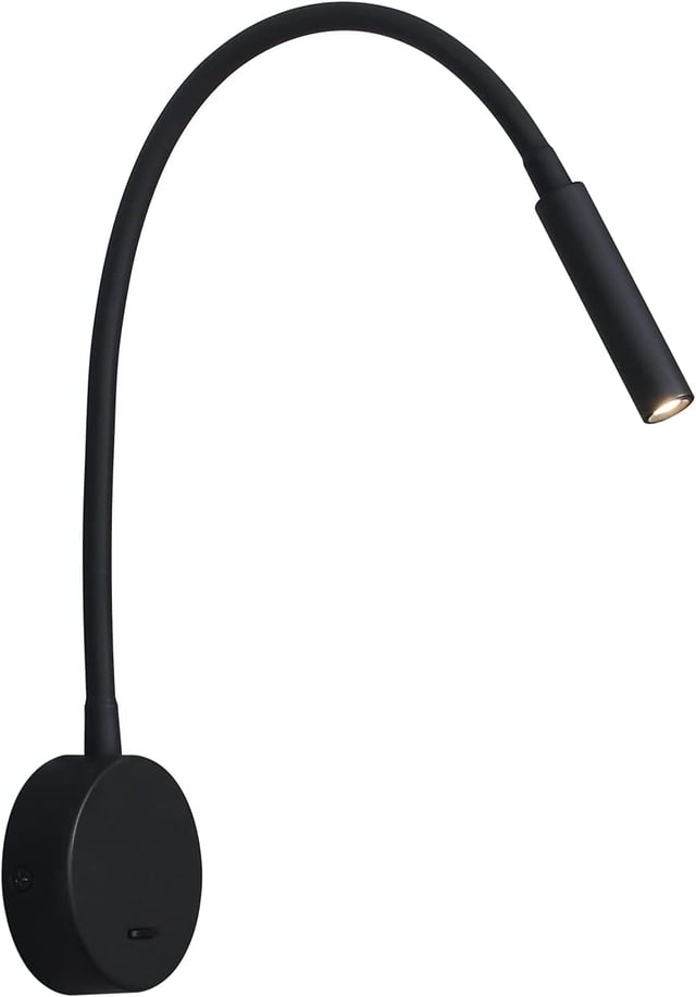 Applique de Lecture Noir, Lampe Col de Cygne Flexible LED 3W 3000K Fixation Liseuse Murale 240V avec interrupteur pour Chambres Salon Intérieur Salon