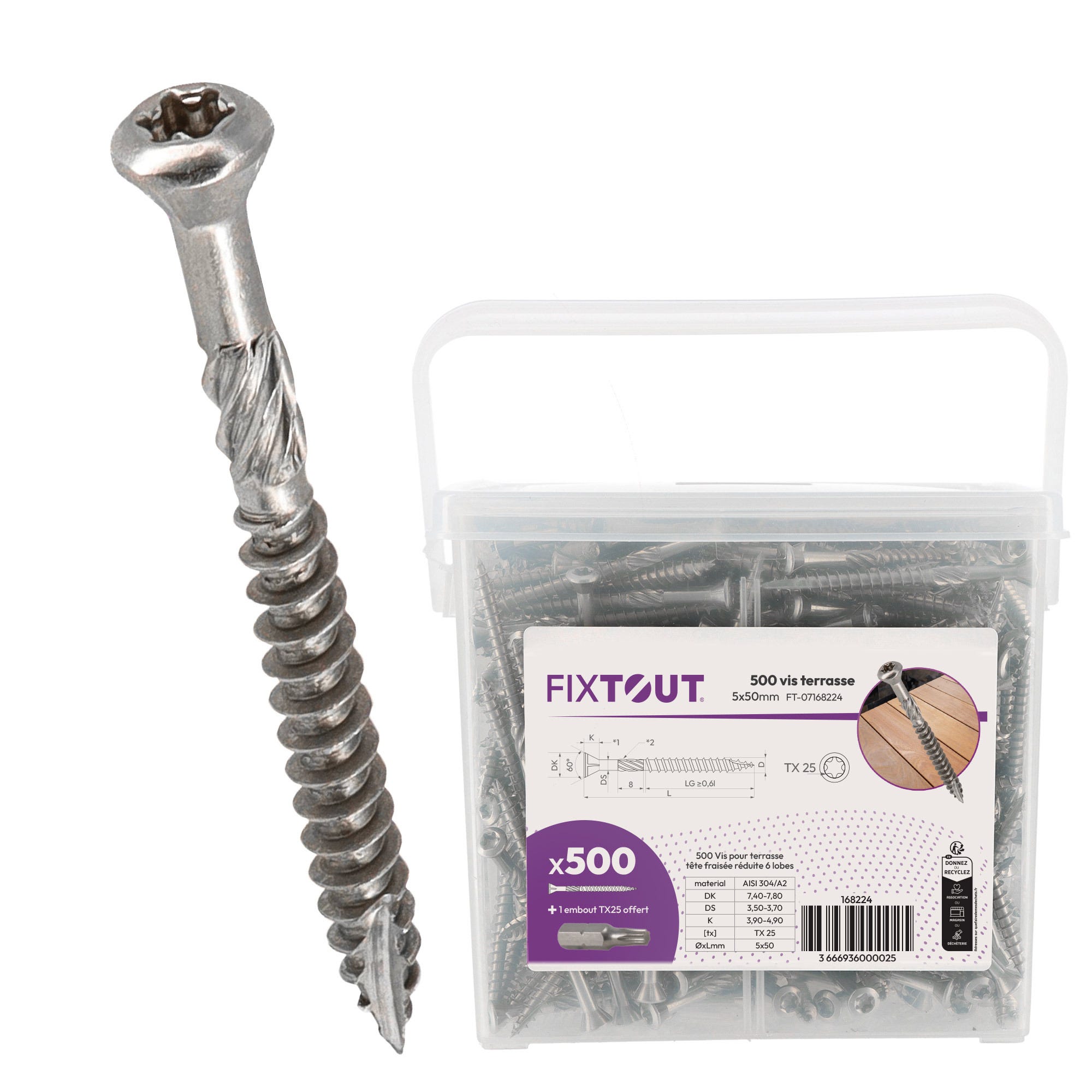 Bulloni Terrazza Acciaio Inox 5x70mm - 500 Pezzi Con Bit Torx TX25 Per Esterni - Foto 4