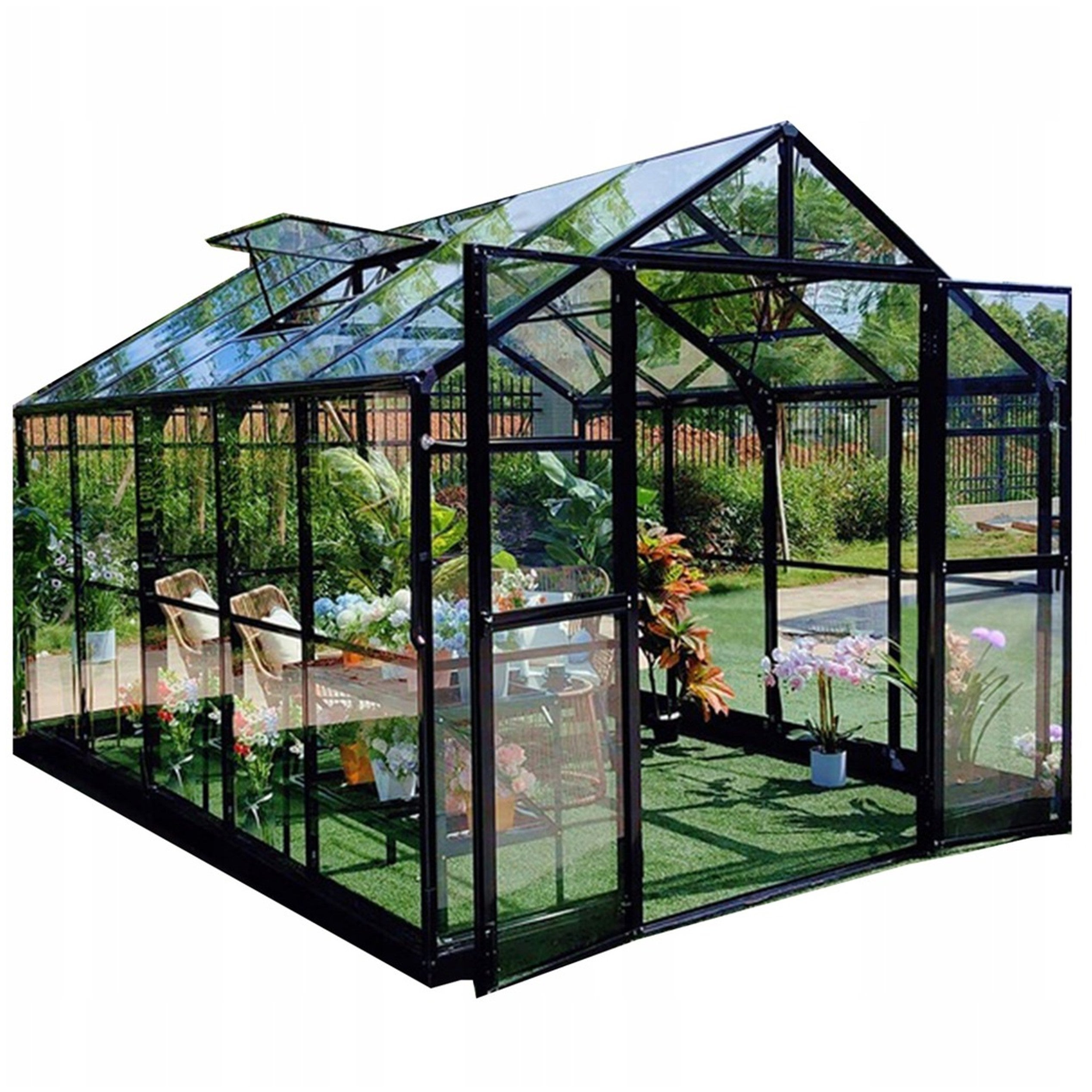 Szklarnia z Poliwęglanu Ogrodowa Solid PC 347x278 cm Czarna Cultivo 1 szt