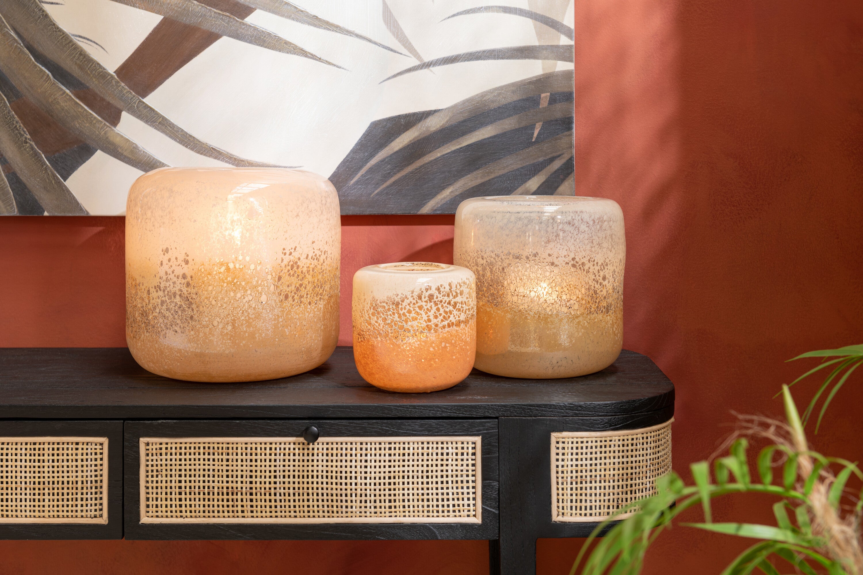 Vase opi verre marron/beige 14,2x14,2x13,2cm - 2