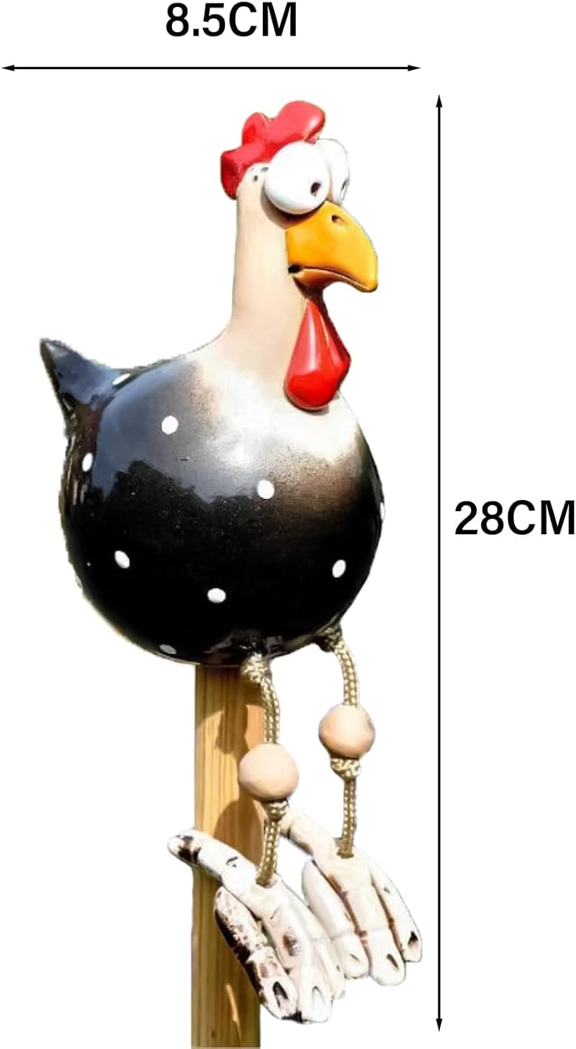 Statue de décoration de jardin - Drôle - Poule en résine - Couleurs