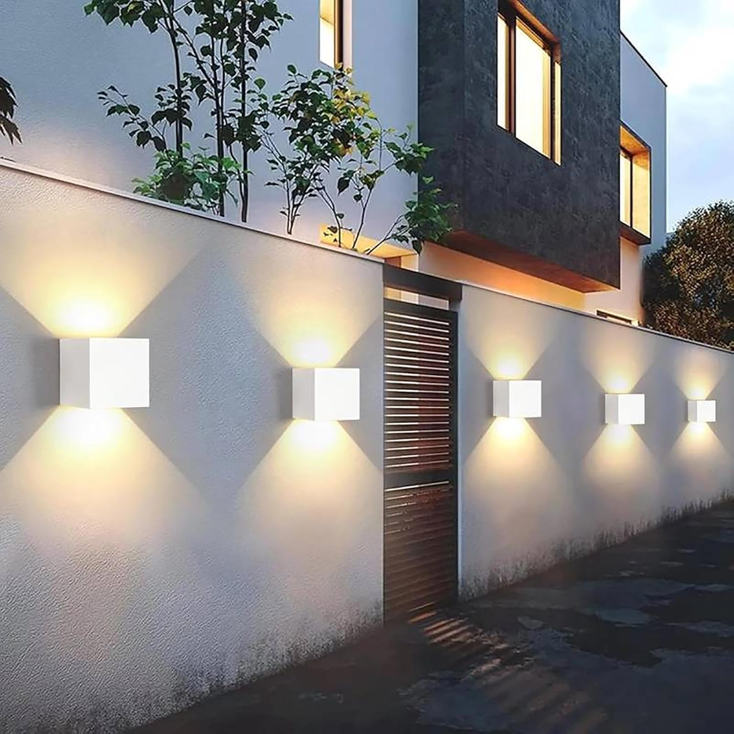 Applique murale extérieure/intérieure à faisceau lumineux réglable, cube LED étanche IP65, 22 W - 6