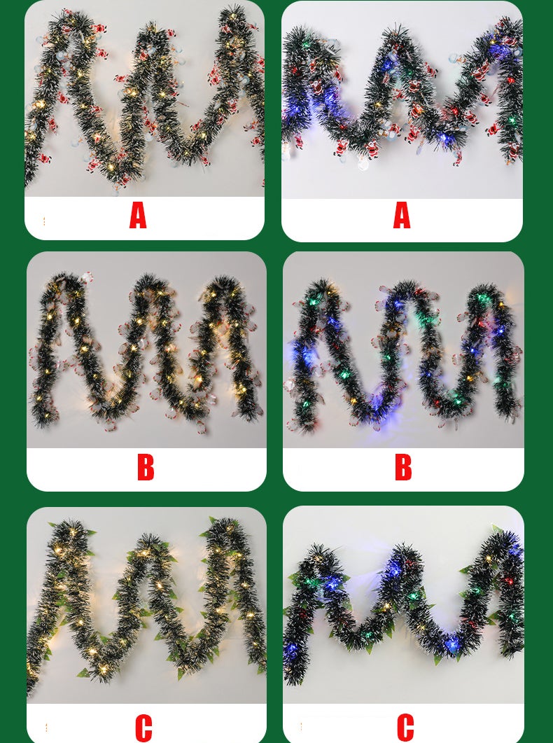 Guirlanda de Natal Artificial de 10 m com Luzes de LED, Cordão de Luzes de Natal de 10 m com 100 LEDs, 8 Modos, Luz Quente (C) - 2