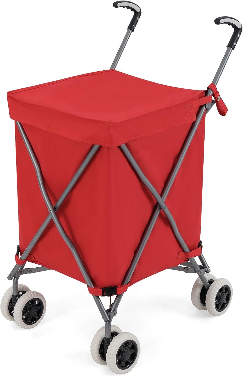 Chariot de courses 2 en 1 pliable 59L - caddie et diable - sac en oxford avec poche zippée - 2 roues - gris - VOUNOT® | Leroy Merlin