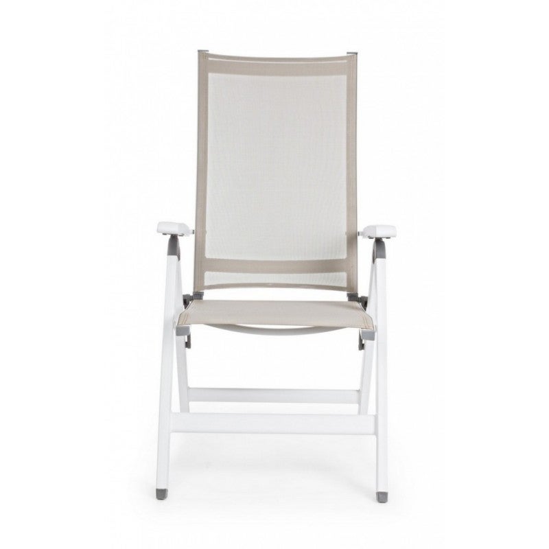 Fauteuil de jardin pliant 59x71x113 cm en textilène taupe - 3