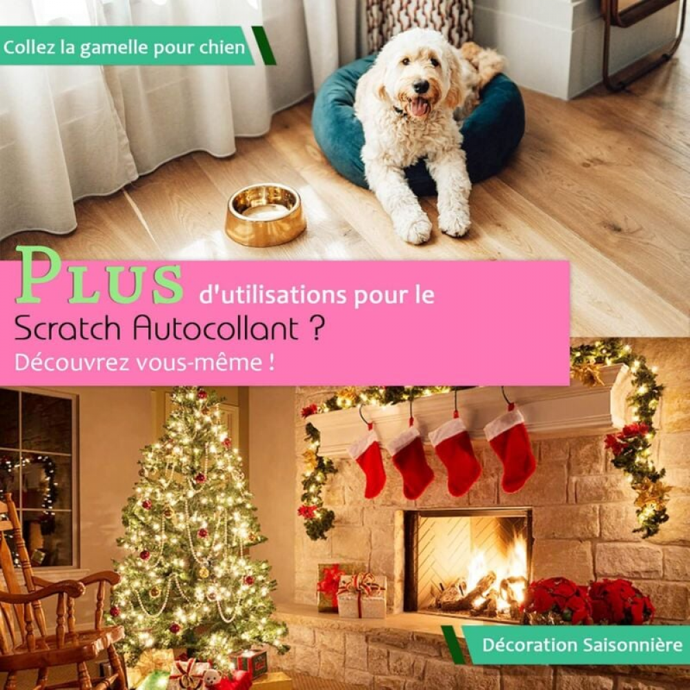 Scratch Autocollant Extra Fort 10M, Rubans Adhésifs Double Face Bande Agrippantes Adhésives (Noir) - 5