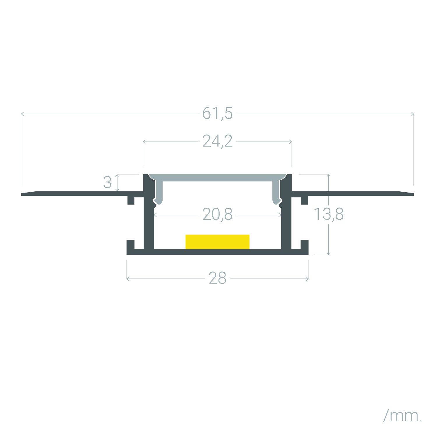 Ledkia Perfil Aluminio Integrado en Escayola/Pladur para Tira LED hasta 20 mm Aluminio 2 m Blanco traslúcido - 4