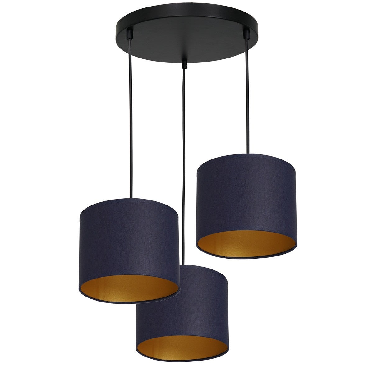 Lampa wisząca Arden czarny matowa-granatowy-złota 3xE27x15W wym: 110 x 45 x 45 cm tkanina Luminex