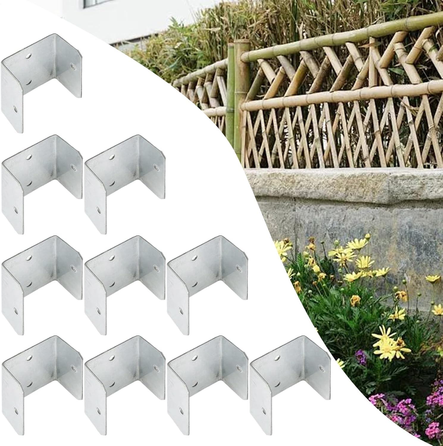 Fence Clamps, Metal U-Shape Bracket, Multi-Angle Mounting Support, Anti-Rust Fixing Clip, Sturdy Frame Fastener, Garden Building Projects, Woodwo - 4