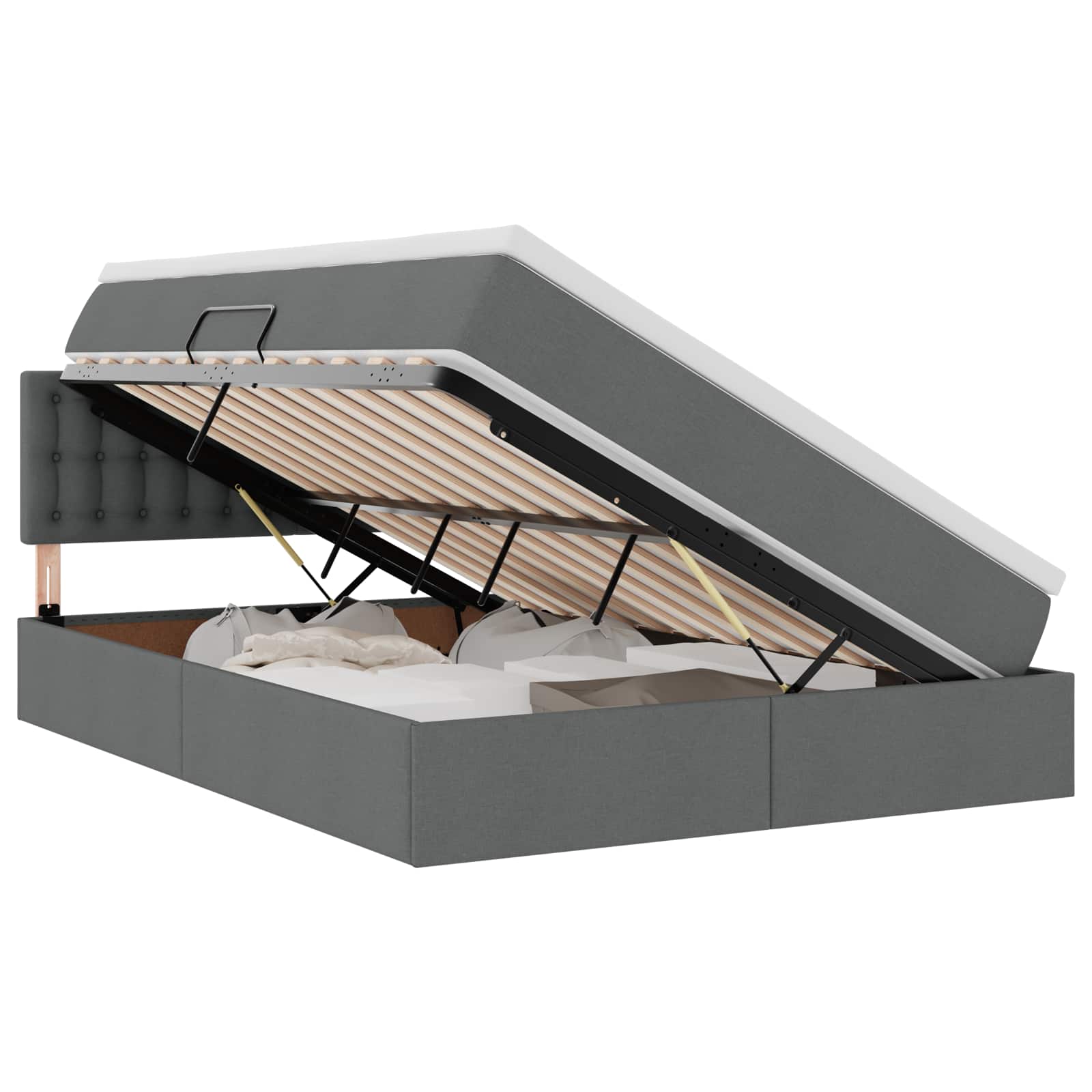 Lit avec rangement et matelas gris foncé 140 x 200 cm velours - 2