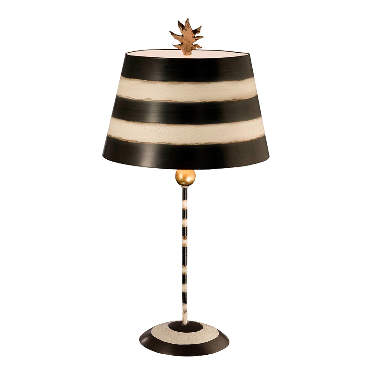 Lampă de masă Art Deco Flambeau South Beach, 1 bec E27 60W, negru/crem, rășină, metal, pergament