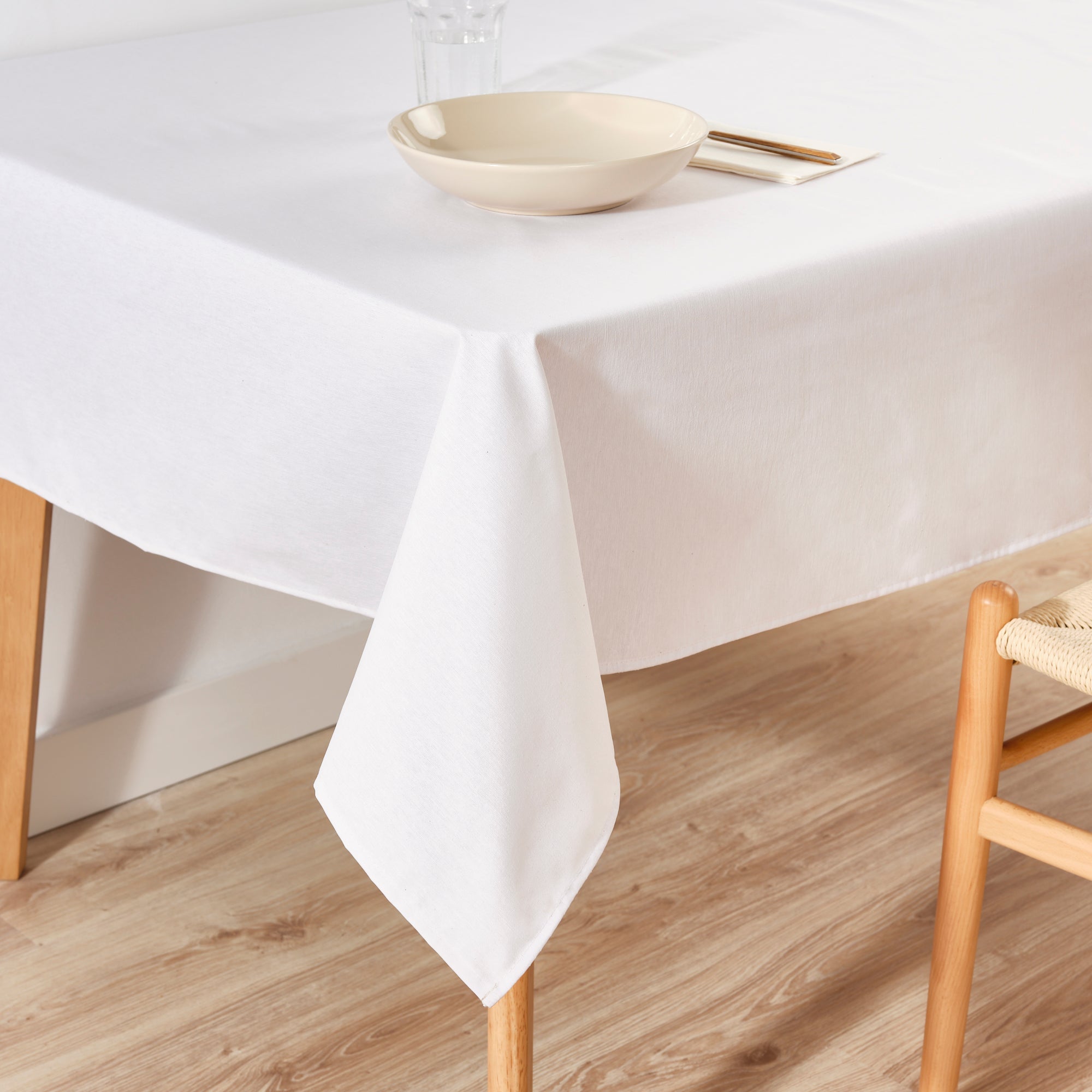 Mantel antimanchas XL Liso blanco 103 100% algodón - 100x300 cm - 2