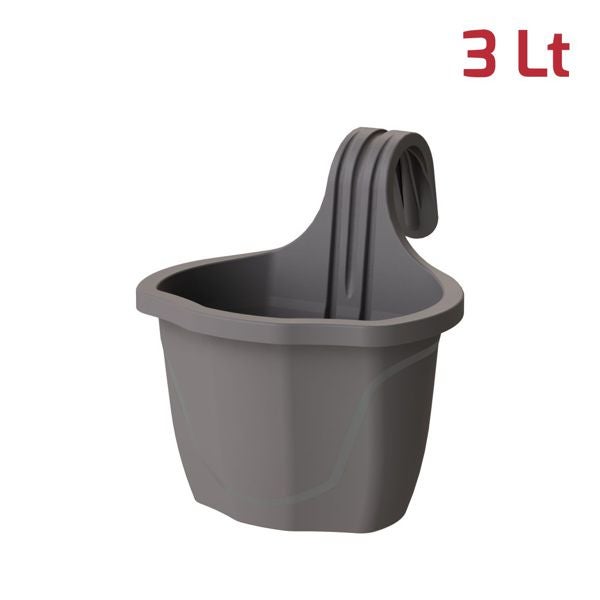 Vaso Rato da 10 litri con contenitore per piantare in antracite 22,3 x