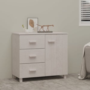 VidaXL Credenza Alta HAMAR Bianca 79x40x103,5 Cm - 4 Cassetti In Legno Massello Di Pino Per Soggiorno O Camera