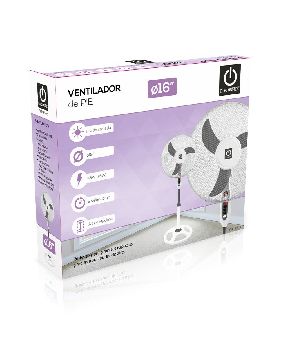 Ventilateur sur pied de 16 pouces à 3 vitesses et éclairage de courtoisie | Offre exclusive - 4