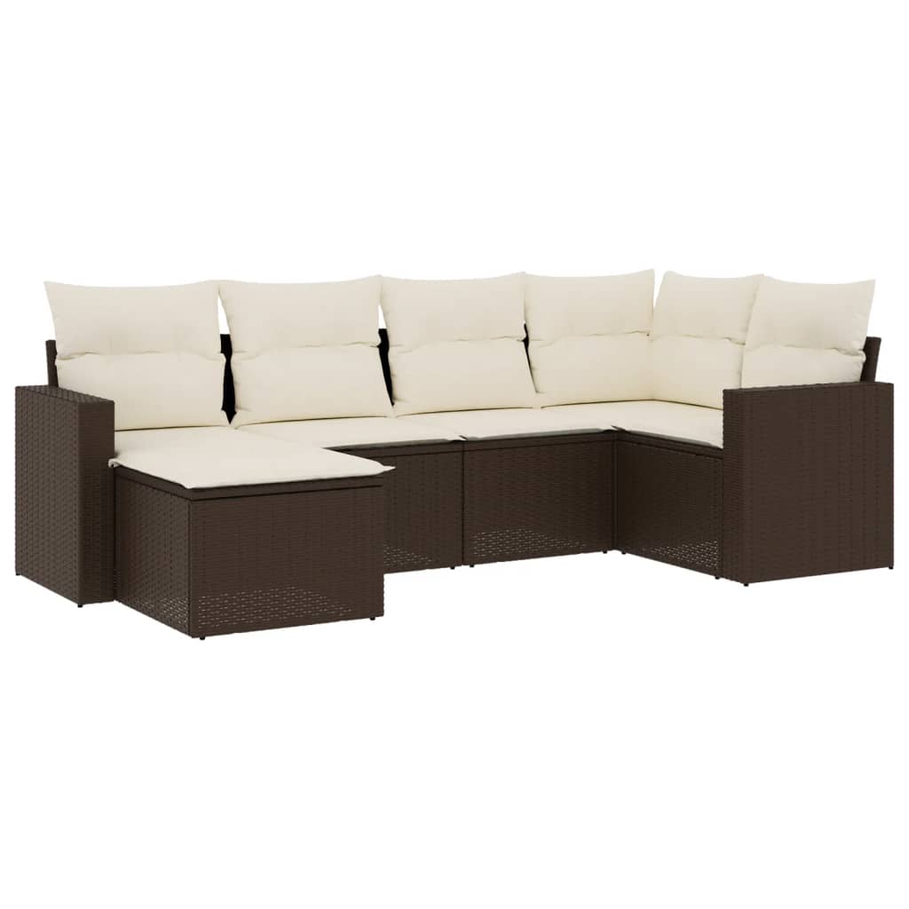 Salon de jardin avec coussins 6 pcs marron résine tressée - 2