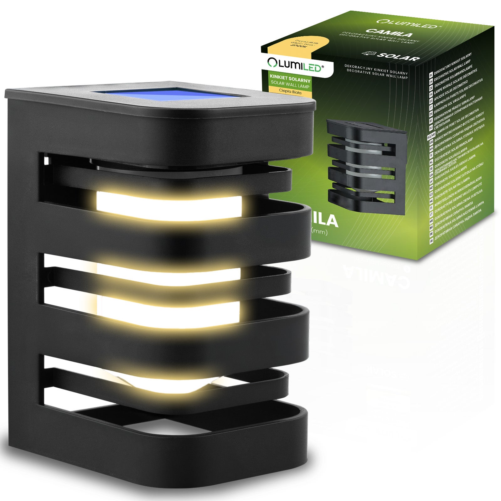 Kinkiet Solarny Lumiled Lampa Elewacyjna LED Natynkowa 3000K Ciepła biel Czujnik Zmierzchu 1 szt.