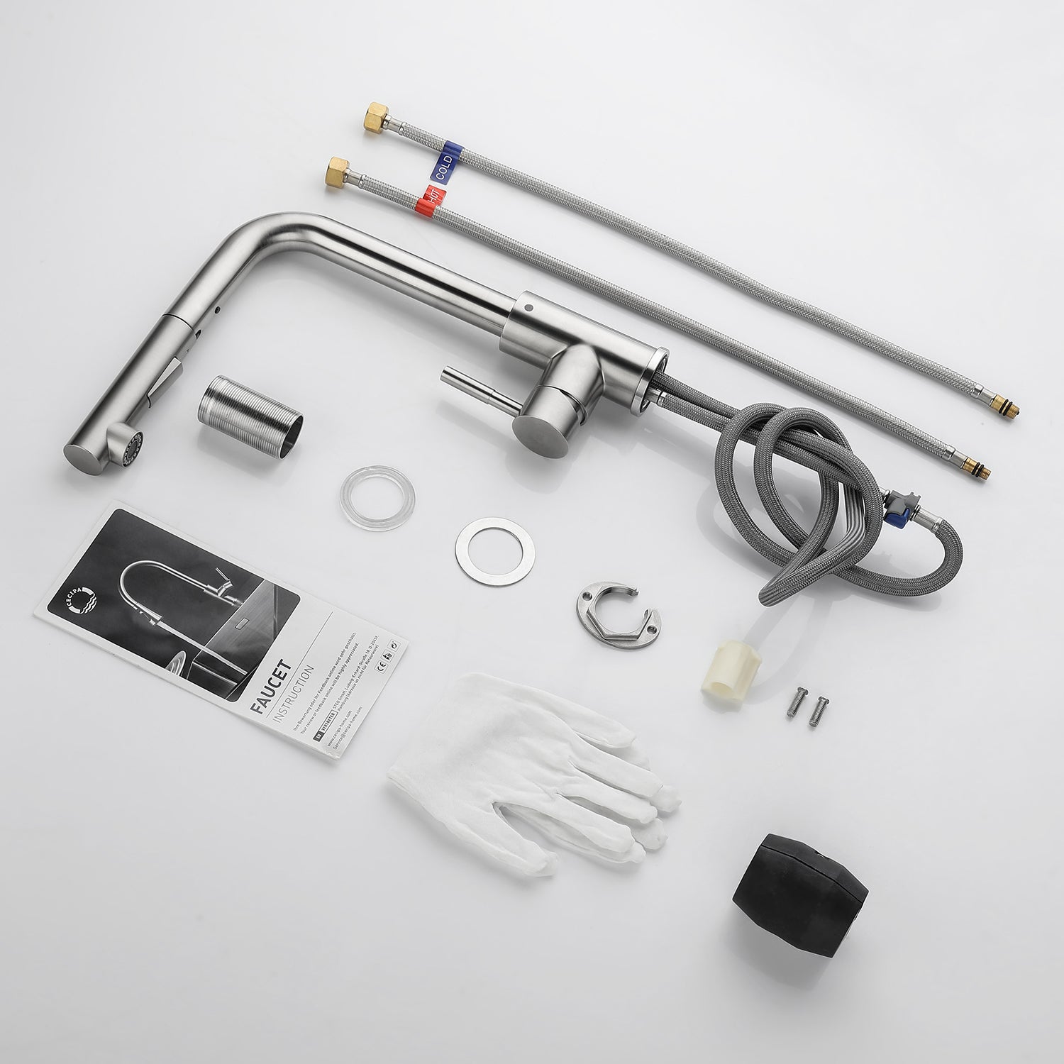 Cecipa max Mitigeur Cuisine avec Douchette Extractible Robinet Cuisine avec 2 Jets aux Choix Robinetterie en Acier Brossé Haute Qualité,EU Modèle - 7