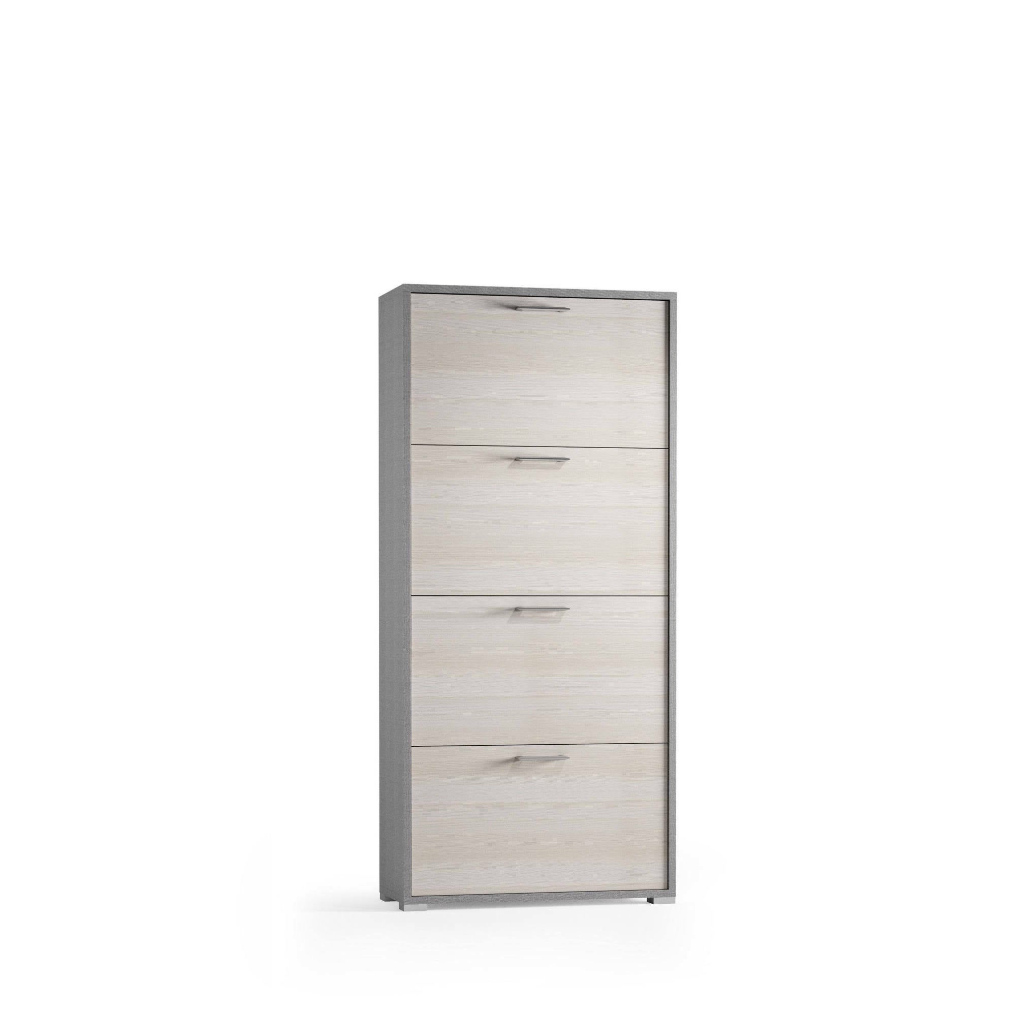 Armoire à Chaussures Moderne Avec 5 Compartiments, Armoire De Rangement Avec 2 Portes Couleur Bois