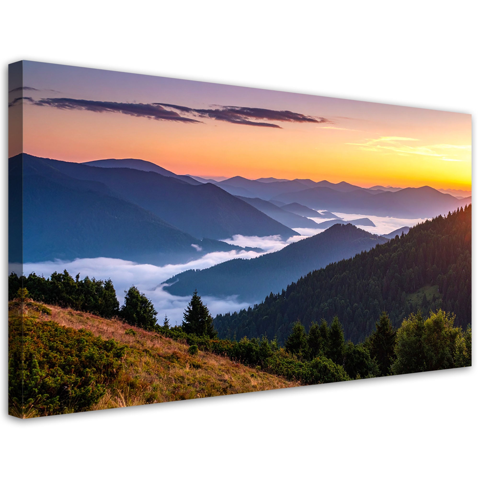 Obraz do salonu sypialni biura, Las góry we mgle pejzaż 120x60