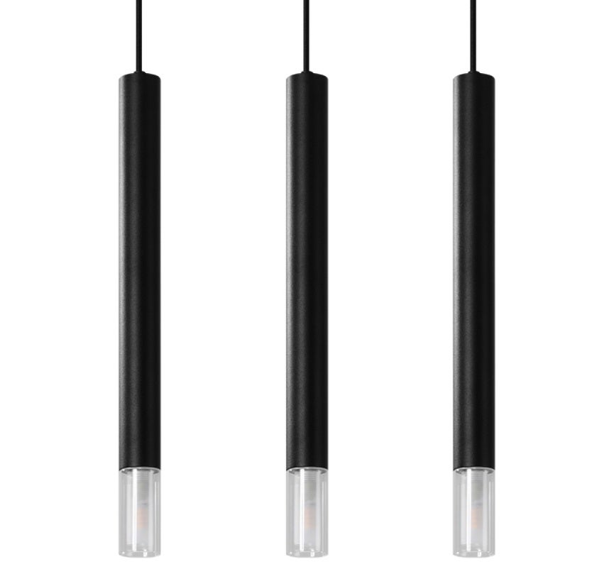 Lampa wisząca Wezyr czarno-przezroczysta 3xG9x12W wym: 120 x 45 x 6 cm metal Sollux Lighting