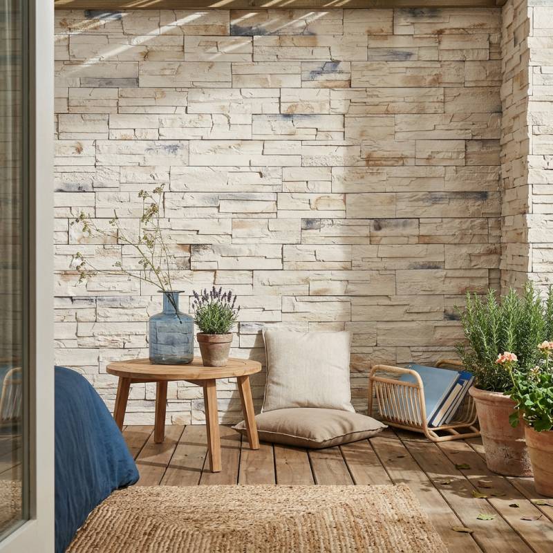 Parement imitation pierre alaska beige bleuté 0,52 m2 - 2