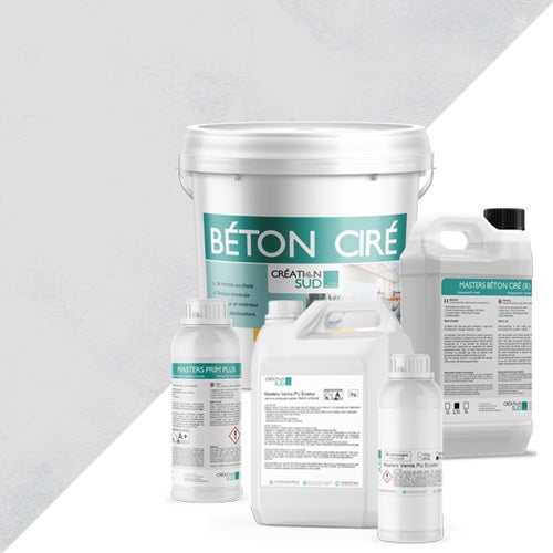Béton ciré multisurfaces (sols et murs) - Kit complet 5m² (2 couches) - Finition : Mat - Teinte : Lune (gris clair) - CREATION SUD