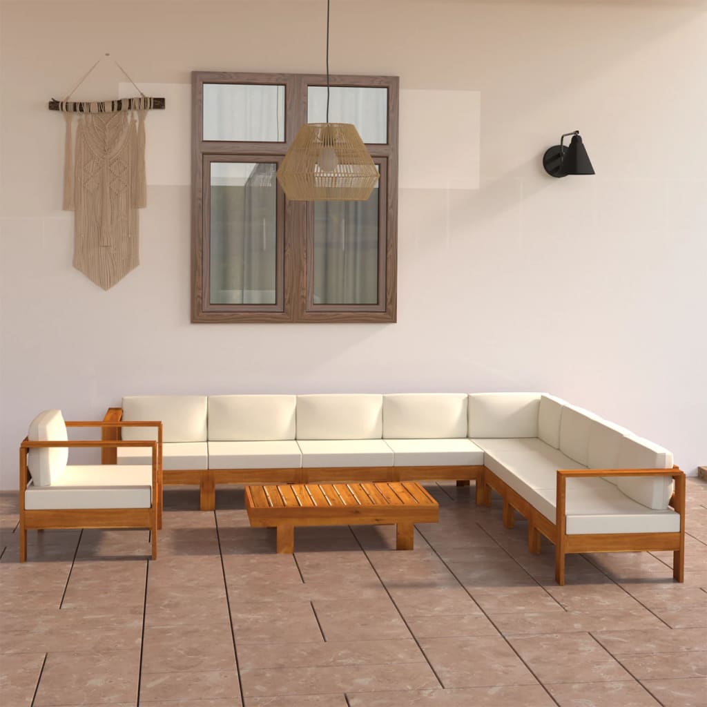 VidaXL Set Da Giardino 7 Pezzi Con Cuscini – Divani In Legno Di Acacia, Tavolo 100x60 Cm, Per Esterno
