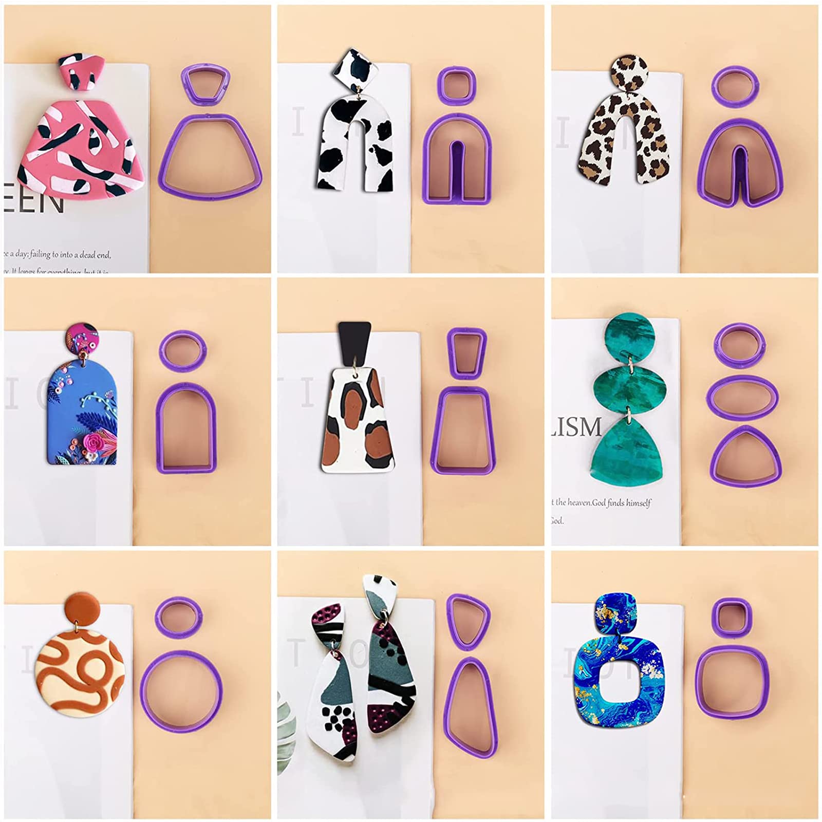 Kit 12 Emporte-pièces Argile Pour Boucles D'oreilles - Motifs Moulin à Vent, Avec Boîte Rangement Transparente