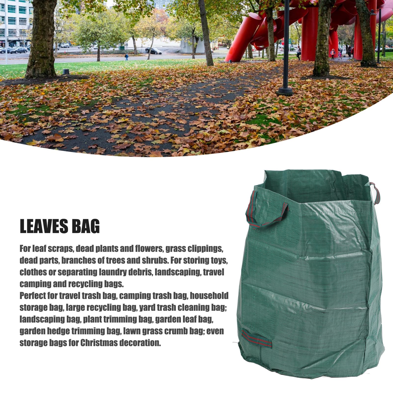 Sac à déchets de jardin 272 L Conteneur à déchets de jardin à capacité unique avec poignées et sangle en cuir pour jardin - 2