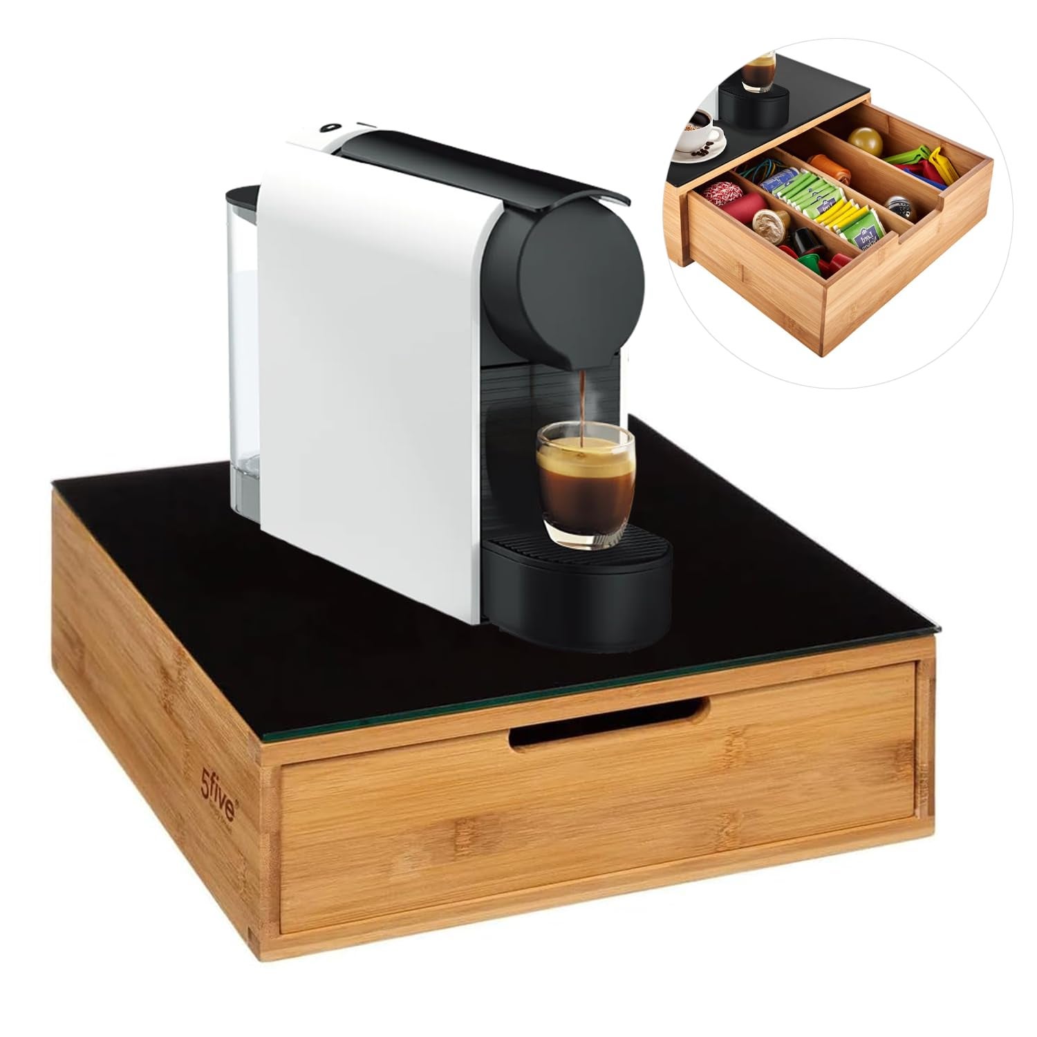 Portacapsule Cafissimo In Bambù – Contiene 28 Cialde, Organizer Da Cucina, 34.5x26x11 Cm