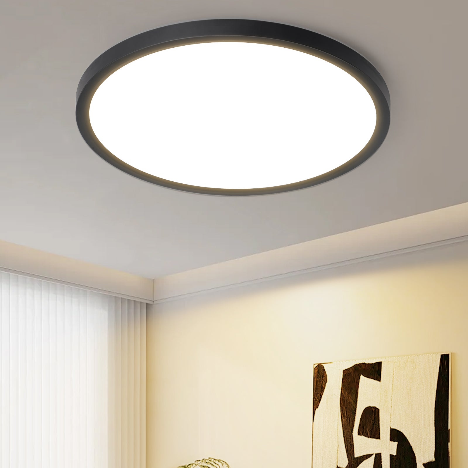 ZMH Minimalistyczna czarna lampa sufitowa LED 15W – designerskie oświetlenie do łazienki i kuchni