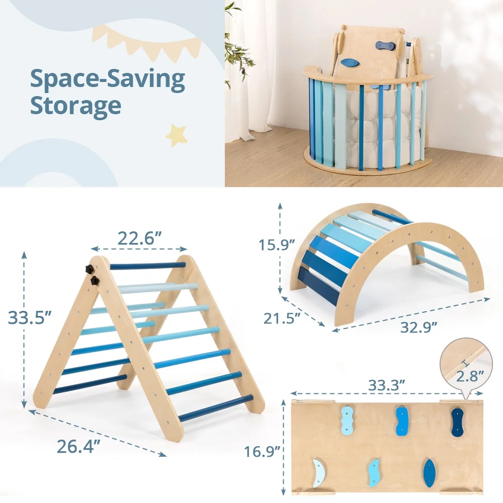 7 En 1 Triangle Arche Montessori Avec Coussin, Arche D'escalade Enfants Avec Toboggan Bois,Rampe, Tout-Petits Bébé 1 Ans (7 En 1 Coussin,Naturel) | Leroy Merlin