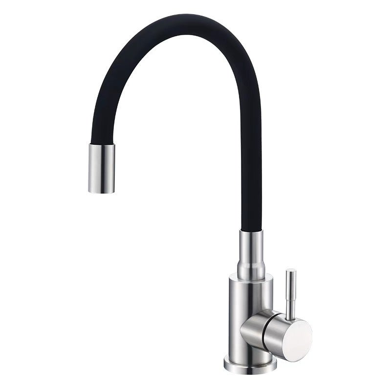 Bateria kuchenna z elastyczną wylewką, bateria kuchenna, elastyczna bateria kuchenna z obrotową wylewką 360°, chrom, czarny