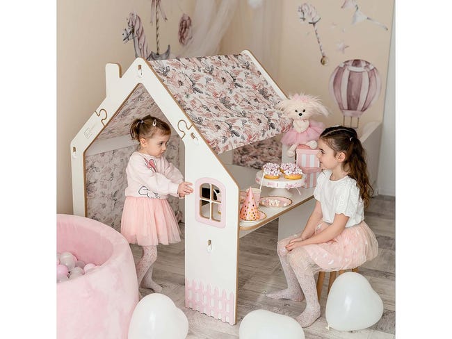 Casetta Per Bambini Outsunny In Legno - 151x112.5x142 Cm, Con Staccionata E Finestre, Blu - Foto 1