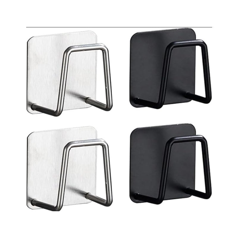 Zestaw 4 samoprzylepnych uchwytów ze stali nierdzewnej, nie wymaga wiercenia