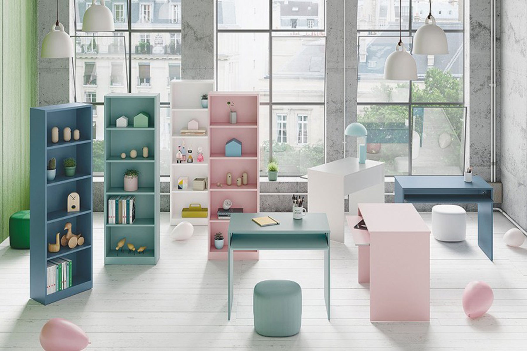 Bibliothèque pour Chambre en melaminé Vert H. 180 x l. 52 x P. 25 cm - 3