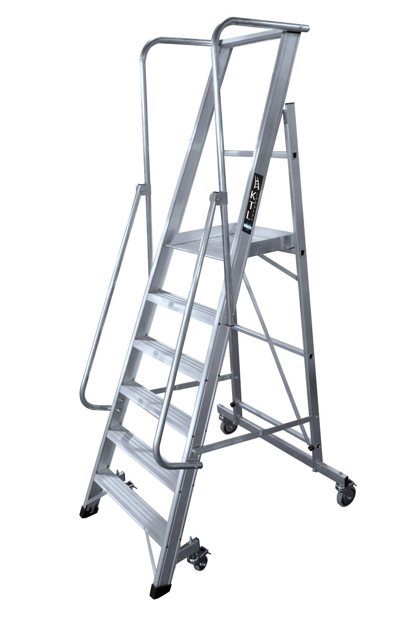 Escalera ktl 2xl-s móbil con plataforma plegable 8 escalones