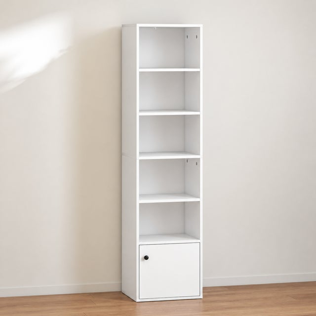 Estantería para Libros HOMCOM Melamina de Madera, MDF Blanco 40x30x156 cm 836-650V00WT