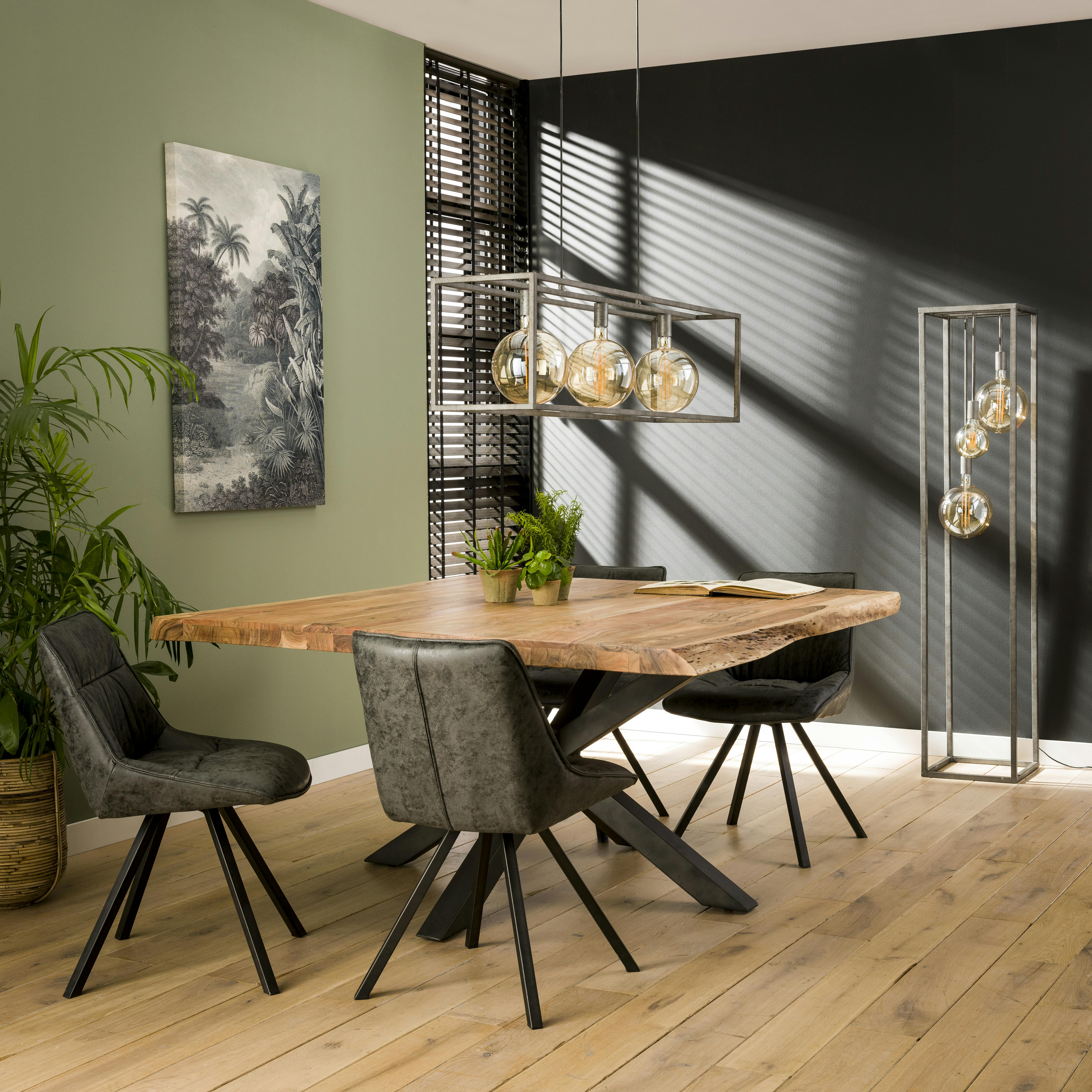 Table carrée 6 personnes en chêne massif brun pied mikado 130x130cm Oka | Maisons du Monde