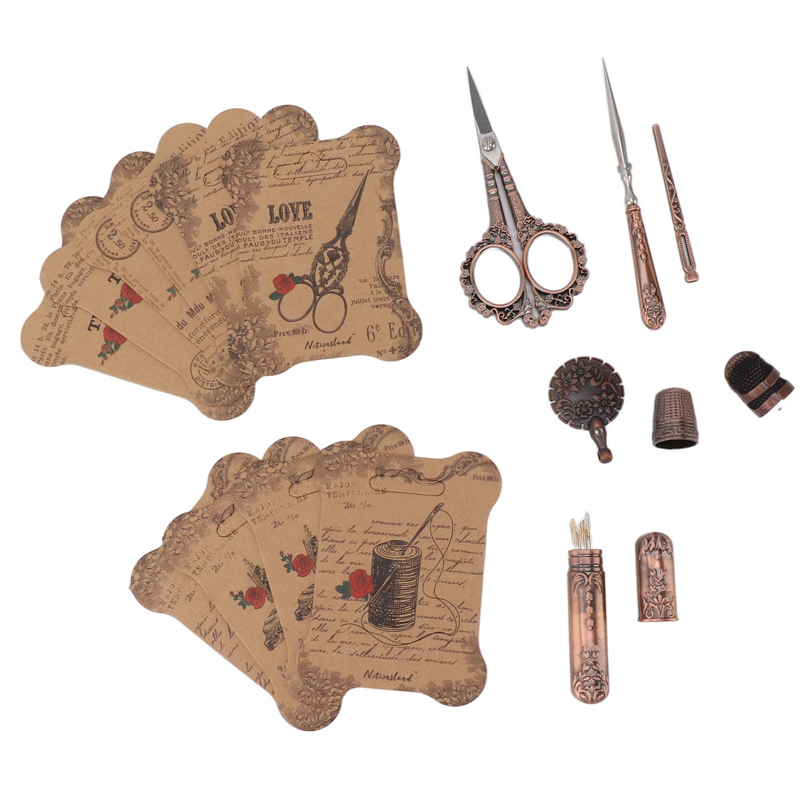 Set 5 Pezzi Forbici Da Ricamo Vintage, Ditale, Ago E Custodia, In Acciaio Inox, Ideale Per Cucito E Fai Da Te - 3